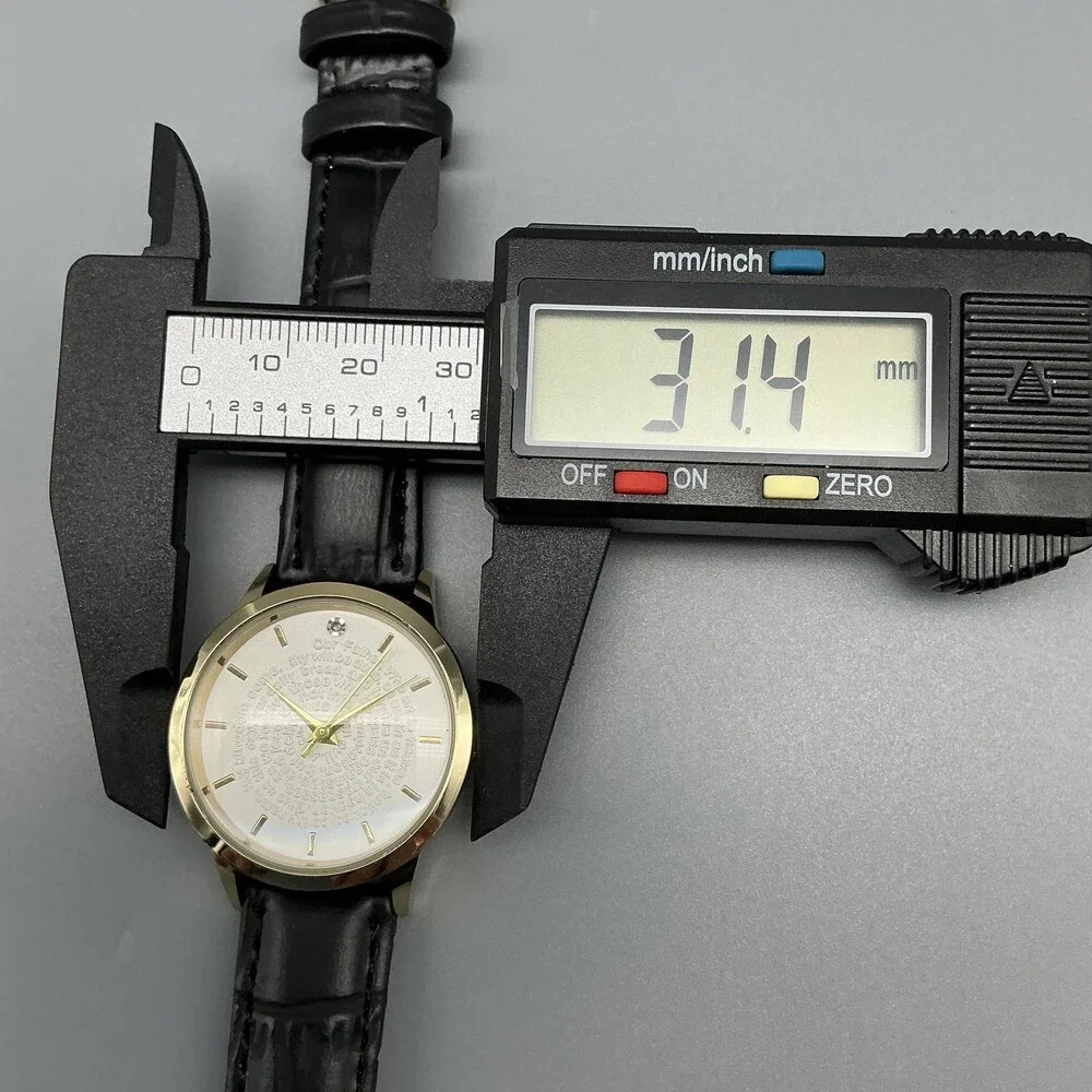 Stauer Womens Watch 31mm Lord's Prayer Dial Gold Tone Black Leather New Battery